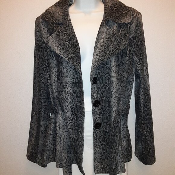 Fashion Bug Sz 12 * Velvety Snake Skin Belted Blazer * Like New * Gray Python * - Picture 7 of 10
